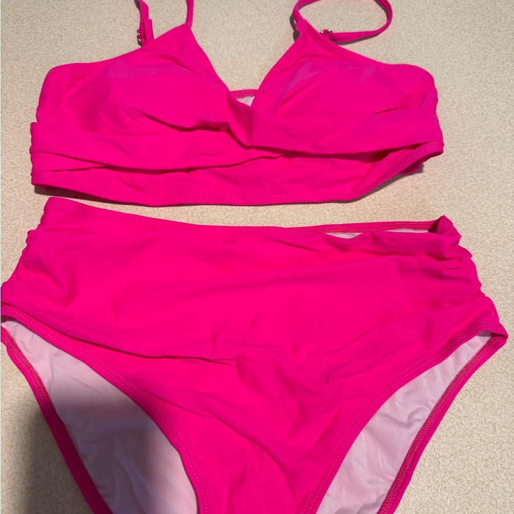 Bright Hot Pink Two-Piece Bikini Set